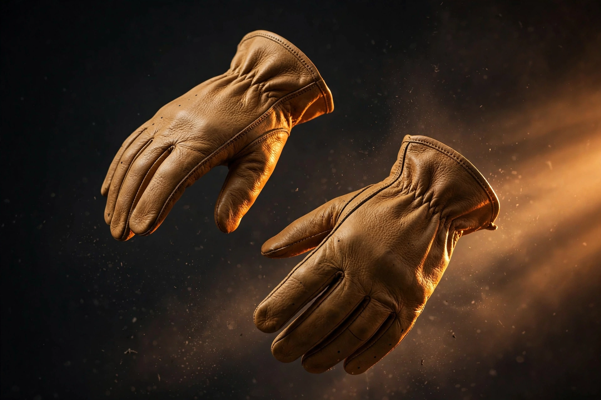 Premium tan leather work gloves — wholesale leather gloves by HNJ Pvt Ltd, Sialkot Pakistan